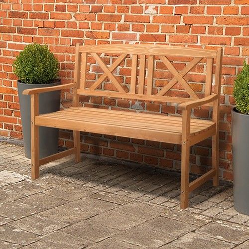 2 Seater Wooden Garden Bench Traditional Hardwood Outdoor Patio Furniture 117cm