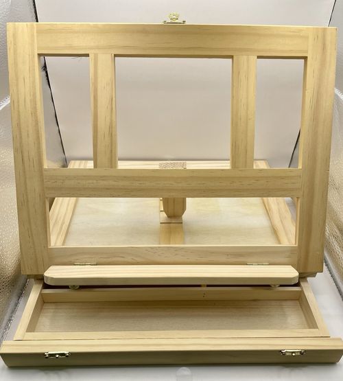 Adjustable Wooden Tabletop Box Easel Desk Artist Workstation with Drawer — image 2