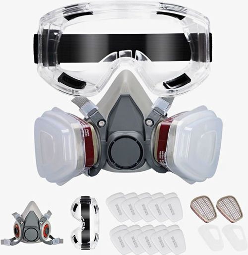 6001CN Half Mask Respirator Protective Mask Kit w/ Goggles Filters Adjustable