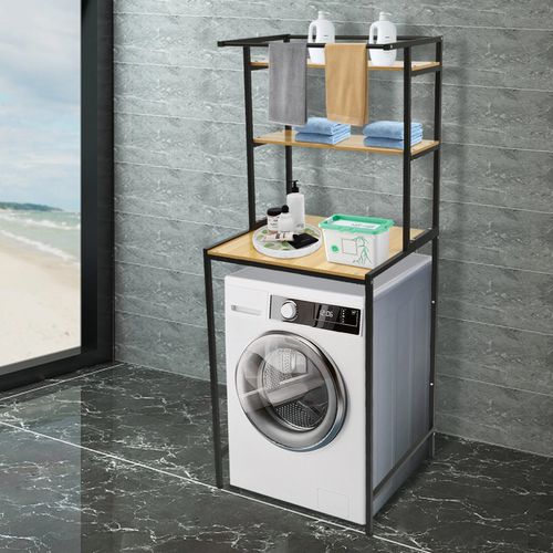 Washer And Dryer Storage Shelf Three-tier bathroom Space Saving Organizer Rack — image 1