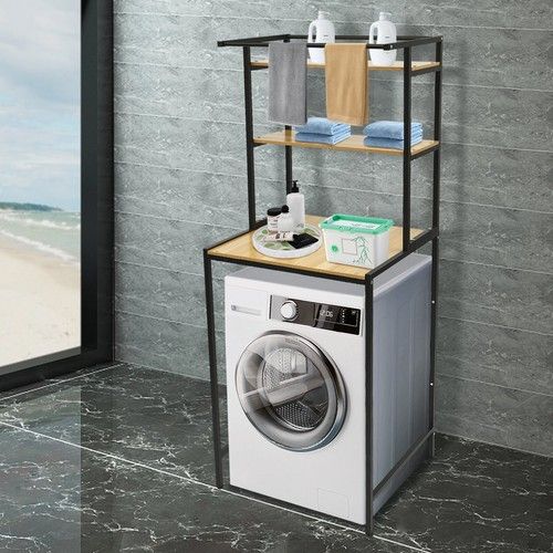 Washer And Dryer Storage Shelf Three-tier bathroom Space Saving Organizer Rack