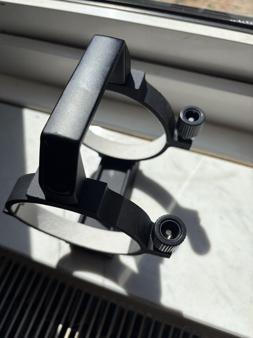 Universal 70mm telescope/camera lens adjustable dual mounting ring with handle. — image 3