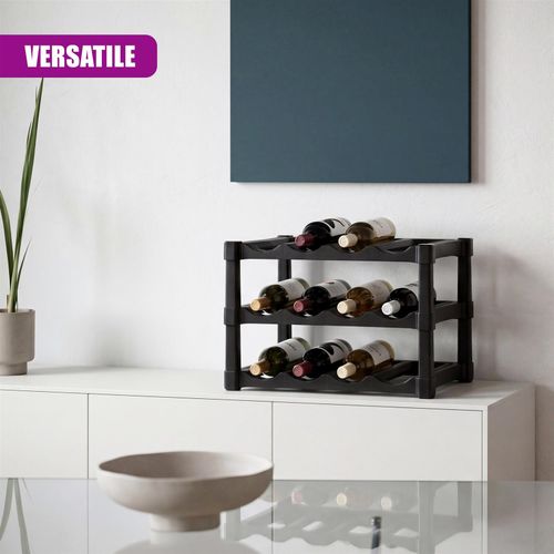 3 Tier Wine Rack Stackable 12 Bottle Free Standing Storage Stand Stylish Durable — image 6