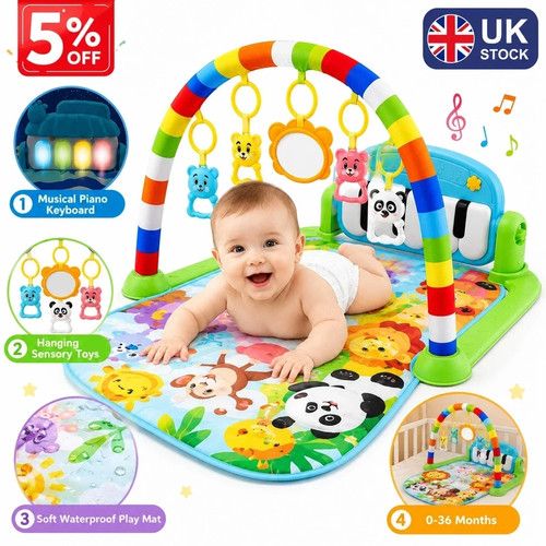 GYM PLAY MAT BABY NEWBORN KID 3 IN1 FITNESS MUSIC LAY FUN PIANO MUSIC KID GIFT