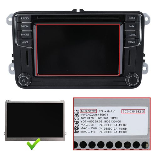 Replacement 6.5" LCD Display Touch Screen For VW MIB STD2 200 682 Multimedia NAV — image 2