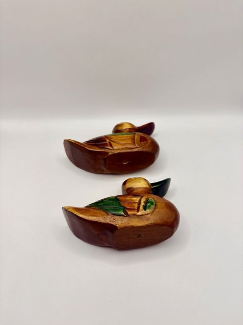Vintage Hand Carved Wooden Mandarin Ducks Pair Chinese Wedding Symbol Love 12cm — image 6