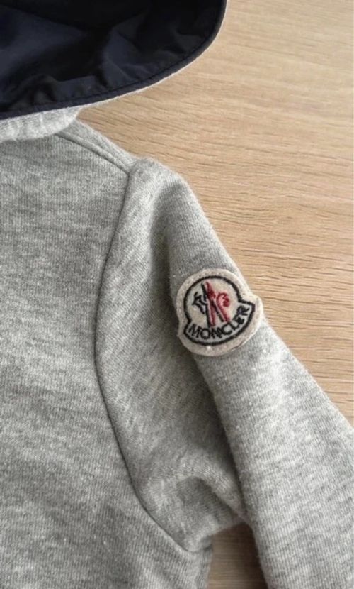 Moncler Baby Hooded Full Zip Knit Cotton Jumper Grey/Navy 6-9 - 9-12 Months — image 4