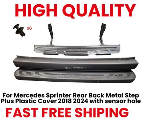 For Mercedes Sprinter Rear Back Metal Step Plus Plastic Cover 2018 2024 with sen