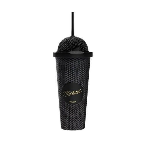 Michael Jackson Movie Gold~Black Microphone Cup Tumbler Cinema Exclusive ⭐SALE🎤