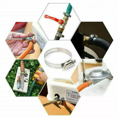 101-Pcs Assorted Stainless Steel Hose Clamp Kit With No Driver Jubilee Clips Set — image 10