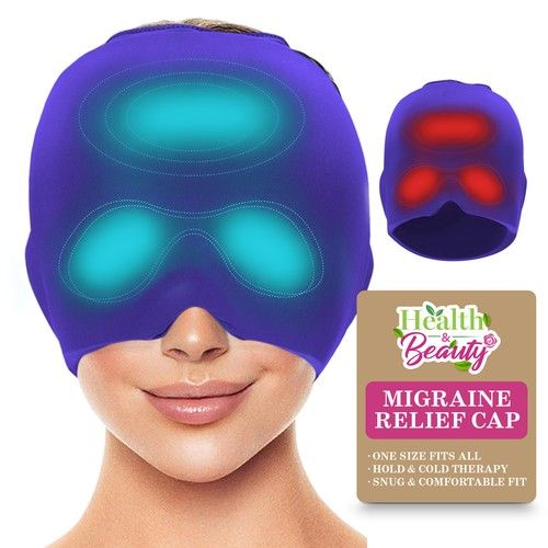 Migraine Relief Cap Headache Hat Ice Cold Heat Therapy Mask Drug Free One Size