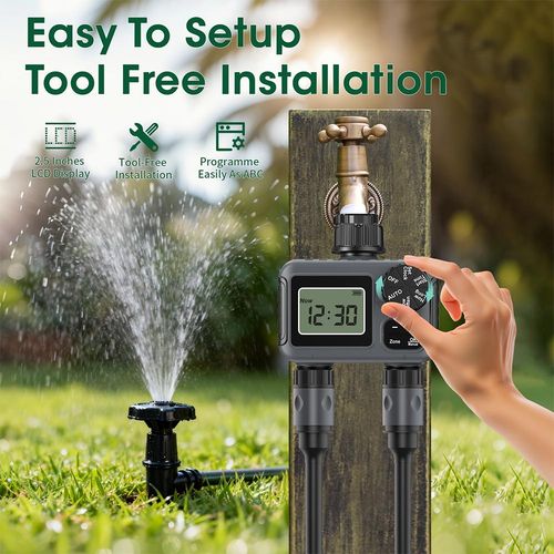 Digital 2-Zone Sprinkler Timer Programmable Garden Hose Water Timer IPX5 New — image 9