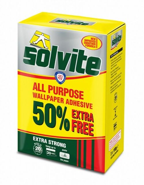 Solvite All Purpose Wallpaper Paste Extra Strong Adhesive Easy Mix Wallpaper Glu