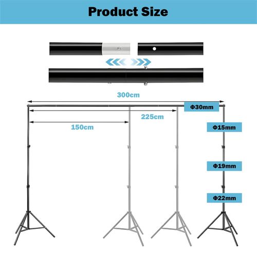 Adjustable Backdrop Stand Kit 3m x 3m (9.8ft x 9.8ft) Photo Background Support — image 6