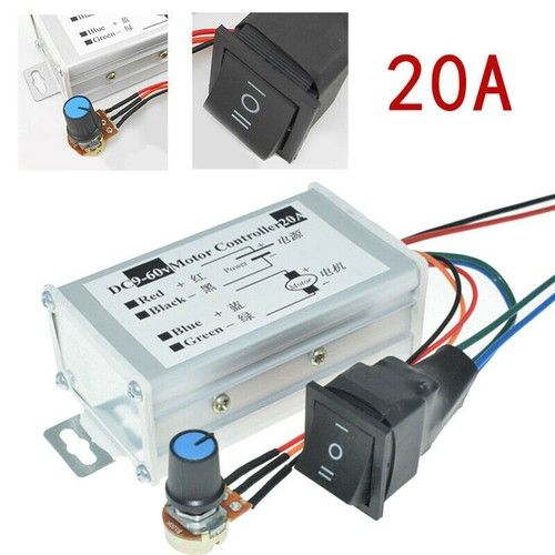 12V 24V Max 20A PWM DC Motor Stepless Variable Speed Control Controller Switch