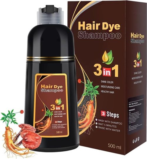 Black Hair Dye Shampoo 3 in 1, Natural Herbal Dye Shampoo for Grey Hair Coverage