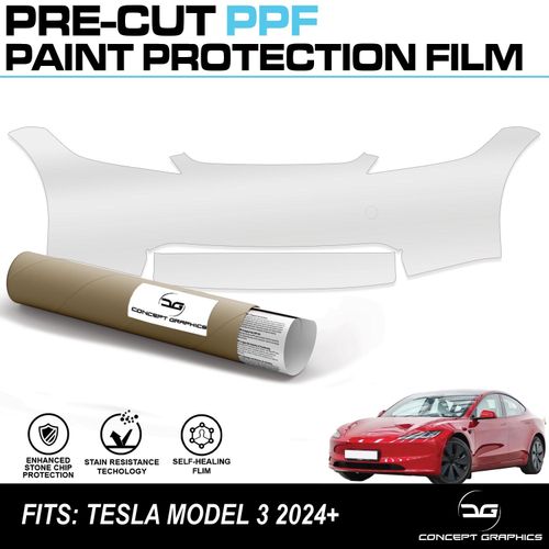 Front Bumper Stone Guard Kit PPF Paint Protection Film For Tesla Model 3 24+ — image 1