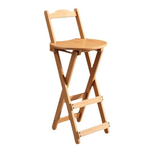 Bar Stool Foldable Bamboo Kitchen Stool with Back Support Bar Chair Portable — image 4