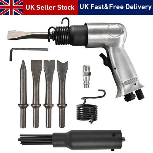 Air Pneumatic Gun Needle Scaler w/ 4 Hammer Chisel Kit Rust Weld & Paint Remover