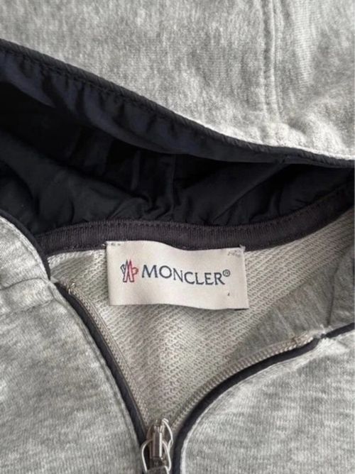 Moncler Baby Hooded Full Zip Knit Cotton Jumper Grey/Navy 6-9 - 9-12 Months — image 3