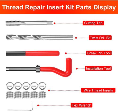 M10 X 1.0 Thread Repair Tool Helicoil Wire Inserts Kit 15pcs — image 4