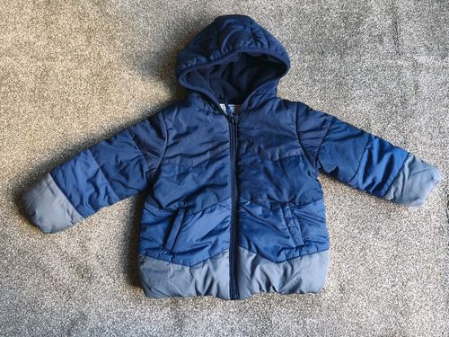 Baby Boys 12-18 Months Blue Warm Winter Hooded Coat Puffer Jacket  MotherCare
