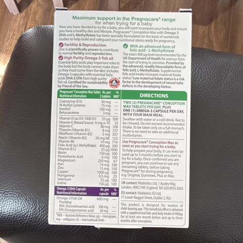 Vitabiotics Pregnacare Conception Max Before Pregnancy 84 Tabs/Caps 28 Day — image 3