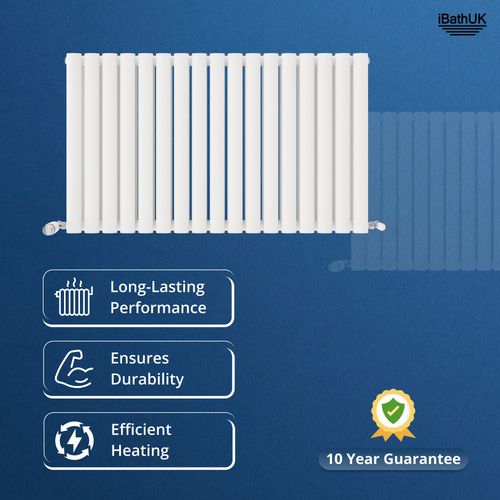 Radiator Horizontal Double Panel Oval Column Designer White Rad Central Heating — image 6