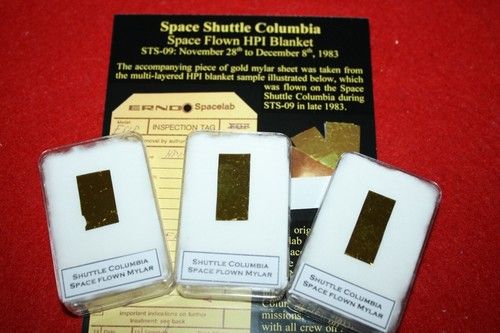 Piece of History medium display - NASA Shuttle Columbia STS09 space flown Mylar