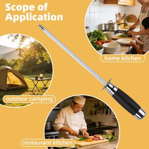 Knife Sharpener Professional Steel Rod Sharpener Honing Rod for Kitchen Knives — image 4