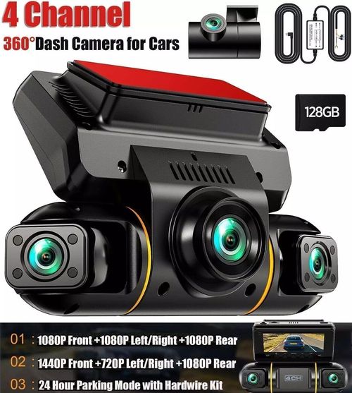 4 Channel Dash Cam 360°View 1080P Car Camera 5G WiFi With Hardwire Kit &128GB UK — image 1