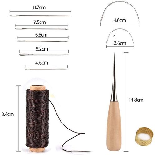 Leather Sewing Needles Kit Stitching Needle Thread Thimble Shoes Repair Tool 12x — image 5