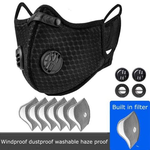 Carbon Filter Face Mask with Valve - Breathable, Reusable for Sports & Outdoors