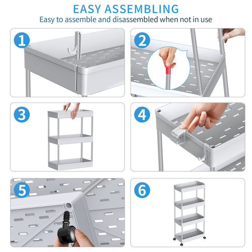 3/4/5 Tier Storage Trolley Cart Wheel Kitchen Bathroom Narrow Space Rack Rolling — image 2