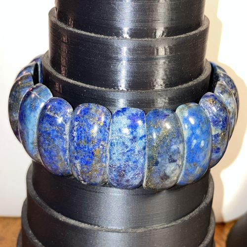 Lapis Lazuli Beaded Stretch Bracelet 1” Blue Gemstones Sz7-8 — image 14