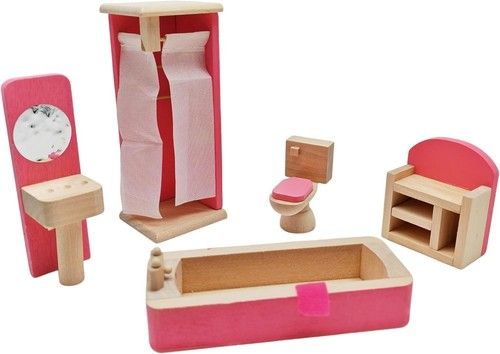 Wooden Doll House Furniture Dollhouse Building Blocks for Kids Childs Gifts UK
