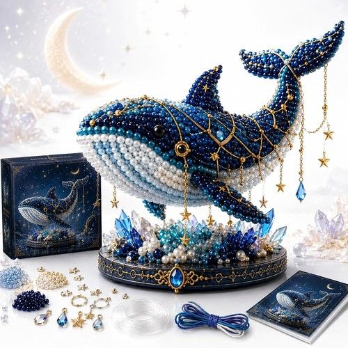 Moon Cat Luna Guardian DIY Bead Kit Tiny 3D Beaded Luna Guardian Craft Gifts
