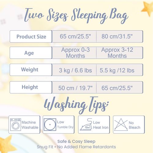 Baby Swaddle Sleeping Bag 2.5 Tog 0-3 months 3-12 months Cotton — image 11
