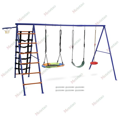 6 in1 Garden Kids Swing Set with Double Swings Slide Ladder for Outdoors Playing — image 6