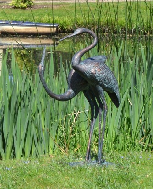 Spectacular Large Pair of Cranes Garden Sculpture - Aluminium Outdoor Ornament
