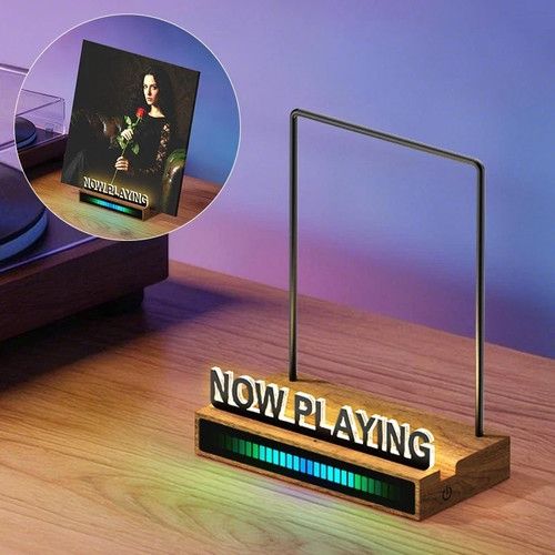 Now Playing Vinyl Stand with RGB Pickup Rhythm Light, Wooden Record Holder, Soun