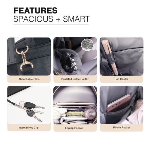 Baby Changing Bag Travel Changing Mat Diaper Bag Black Backpack Large Nappy Bag — image 8
