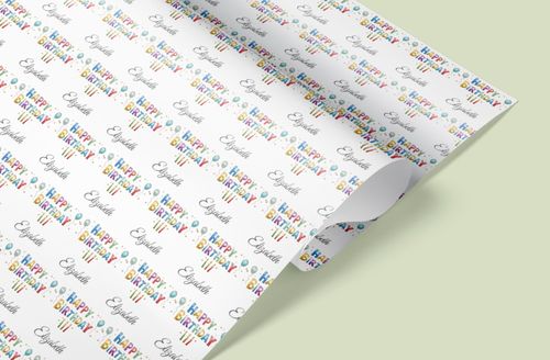 Wrapping Paper Birthday Personalised Any Name Premium Happy Birthday Gift Wrap — image 8