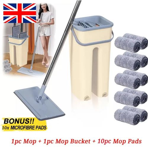 10 PacK 360° Flat Mop and Bucket Set Mop Dry Squeeze & Multi-Functional Wash — image 4