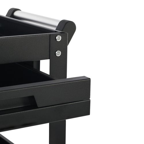 3-Tier Workshop Tool Trolley Cart with Drawer, Steel Garage Storage Cart, Black — image 24