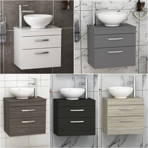 Bathroom Worktop Vanity Unit Countertop Basin 2 Drawer Wall Hung Multicoloured