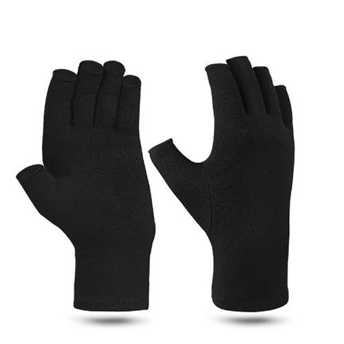 Copper Compression Gloves Anti Arthritis Fingerless Hand Support Pain Relief UK