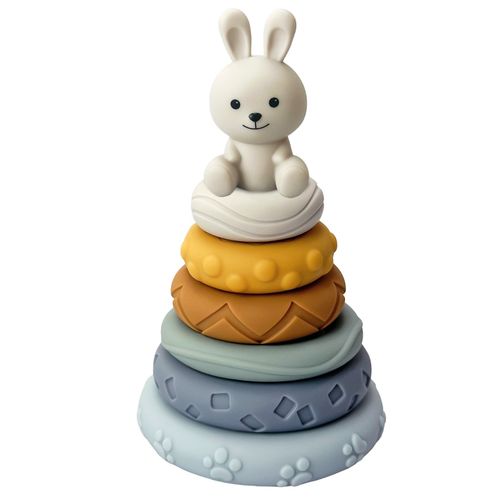 Kyoot Silicone Rabbit Stacker Stacking Rings Toddler Toy Baby 6 Month+ Gift Idea — image 1