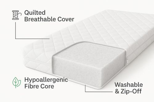 Toddler Eco Fiber Cot Bed Mattress 120x60x10cm Firm Foam Anti Allergy UK Made — image 2