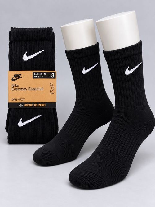 Nike Everyday Dri-FIT Cushioned Crew Socks Black 3 Pack Men's Size 8-11 — image 1